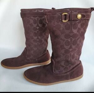 COACH Signature Maressa Signature Brown Suede Boots ** Size 7.5 ** EUC!!